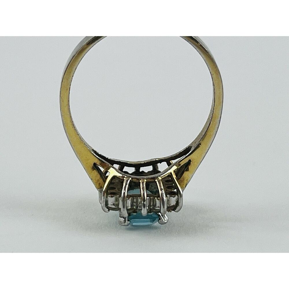 Vintage Ring 14K GE Gold Electroplate Taiwan Size 9 Aquamarine Blue Pale Rhinest - Picture 10 of 16